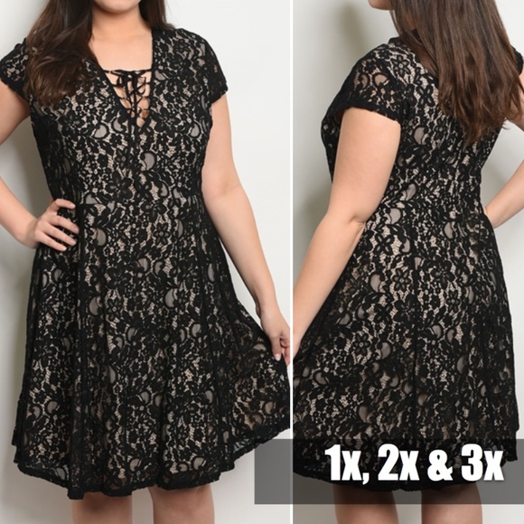 Trend Setter Diva Boutique Dresses & Skirts - 1 LEFT! BLACK LACE PLUS SIZE NUDE UNDERLY DRESS